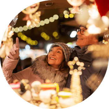 A couple at a christmas market