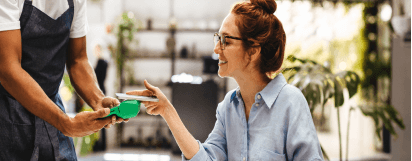 woman making a card payment